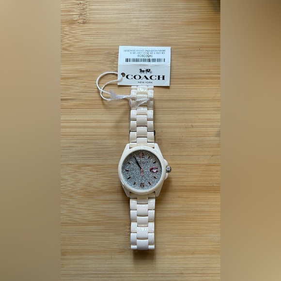 Coach Greyson Watch With 36mm Silver Sparkley Face & Light Pink Ceramic Bracelet - Picture 2 of 7